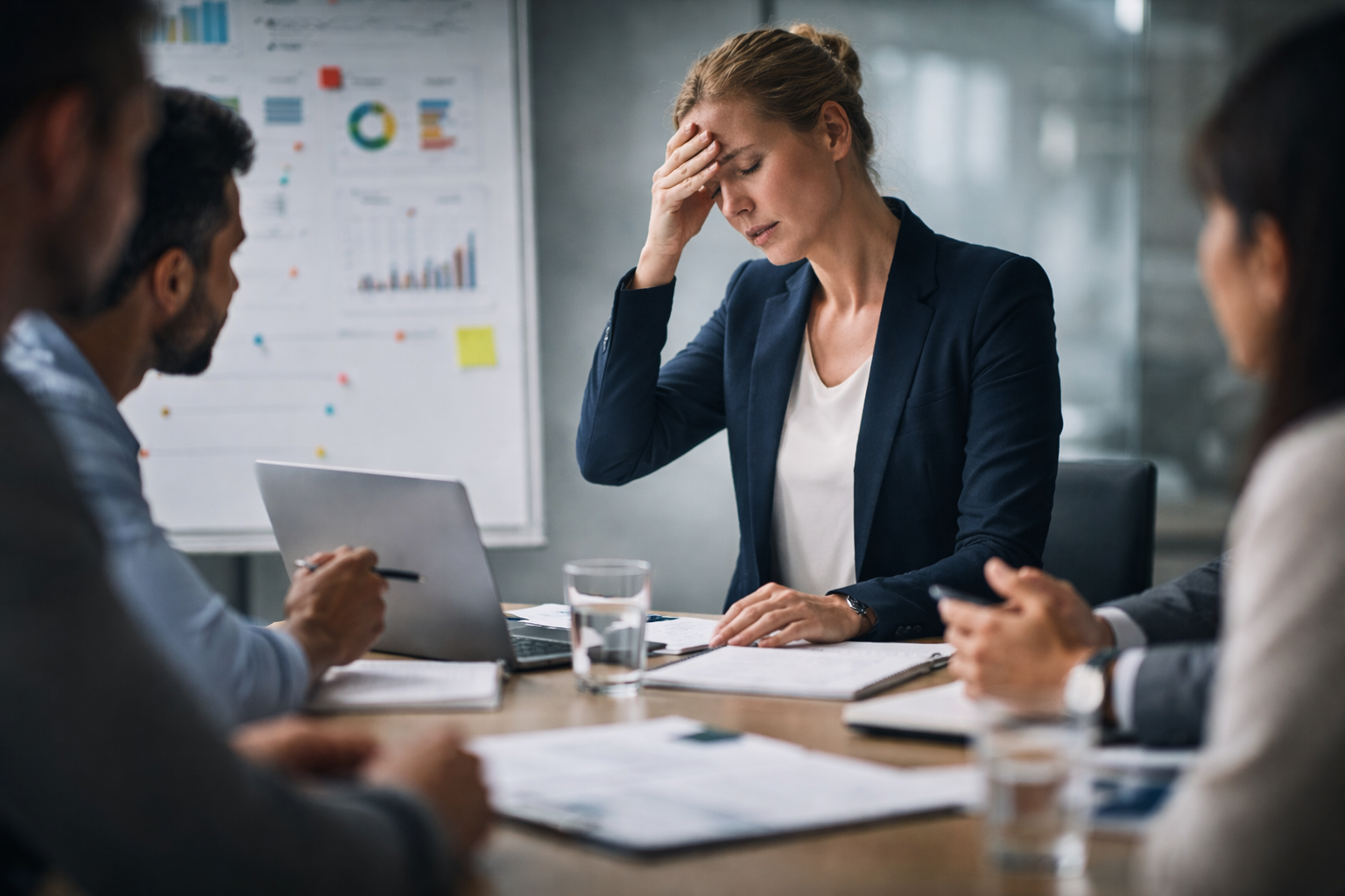 Beim Teammeeting fehlen plötzlich die Worte. Anspannung bei der Besprechung